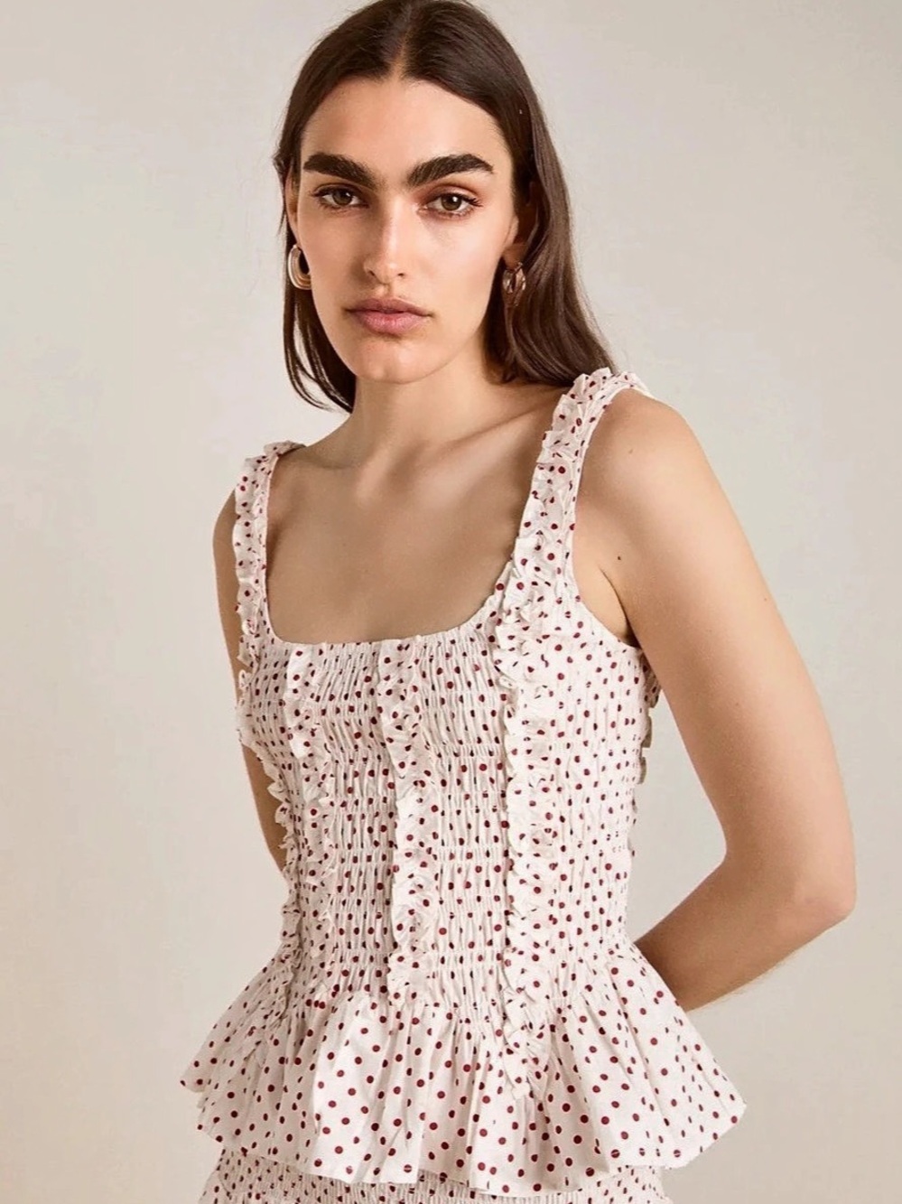 Damson Madder Raphi Cami Polka Dot White & Red Size 2